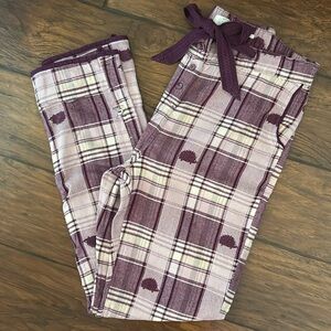 Fat Face Eva Purple Plaid Hedgehog Pajama Pants
